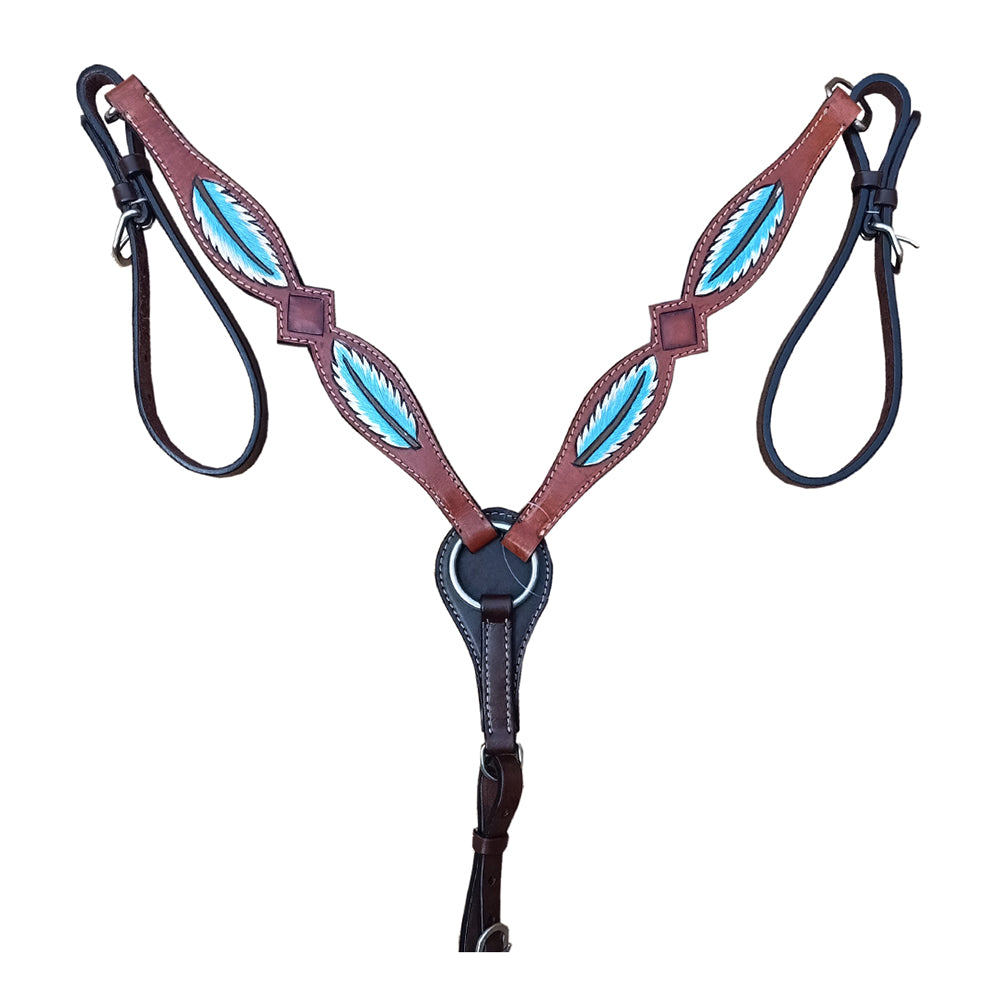 HILASON Leaf Hand Tooled Western Horse Breast Collar Brown