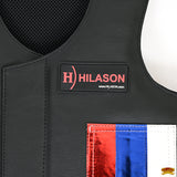HILASON Bull Riding Vest Kids Junior Youth Bull Pro Rodeo Leather Blue/Metallic Red | Youth Rodeo Vest | Leather Vest | Horse Riding Protective Vest | Junior Vest