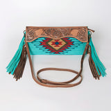 American Darling Cross Body Saddle Blanket Fabric Genuine Leather Western Women Bag Handbag Purse |College Casual Travel Bags