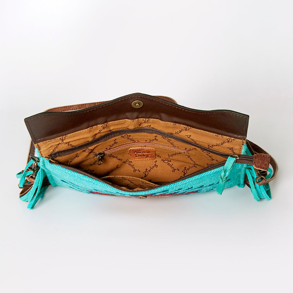 American Darling Cross Body Saddle Blanket Fabric Genuine Leather Western Women Bag Handbag Purse |College Casual Travel Bags