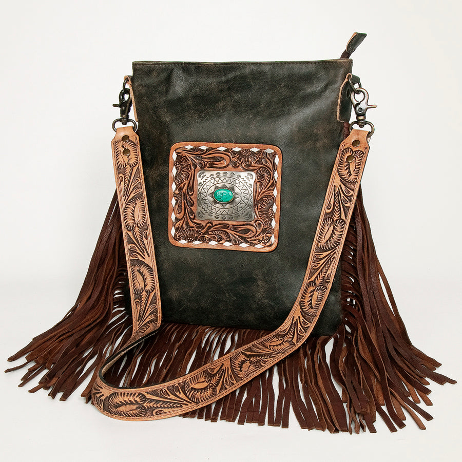American Darling Large Crossbody Hand Tooled Hair On Genuine Leather Western Women Bag Handbag Purse | Cute - Uhorse
