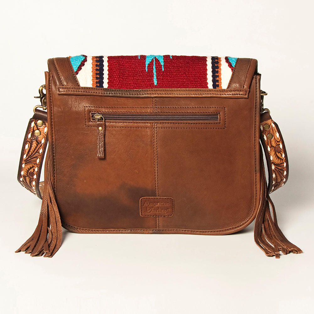 American Darling Cross Body Saddle Blanket Fabric Genuine Leather Western Women Bag Handbag Purse | Crossbody for Cute Travel