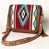 American Darling Cross Body Saddle Blanket Fabric Genuine Leather Western Women Bag Handbag Purse | Crossbody for Cute Travel