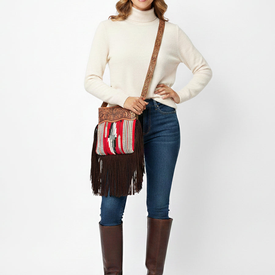 American Darling Small Crossbody Hand Tooled Saddle Blanket Genuine Leather Women Bag Western Handbag Purse