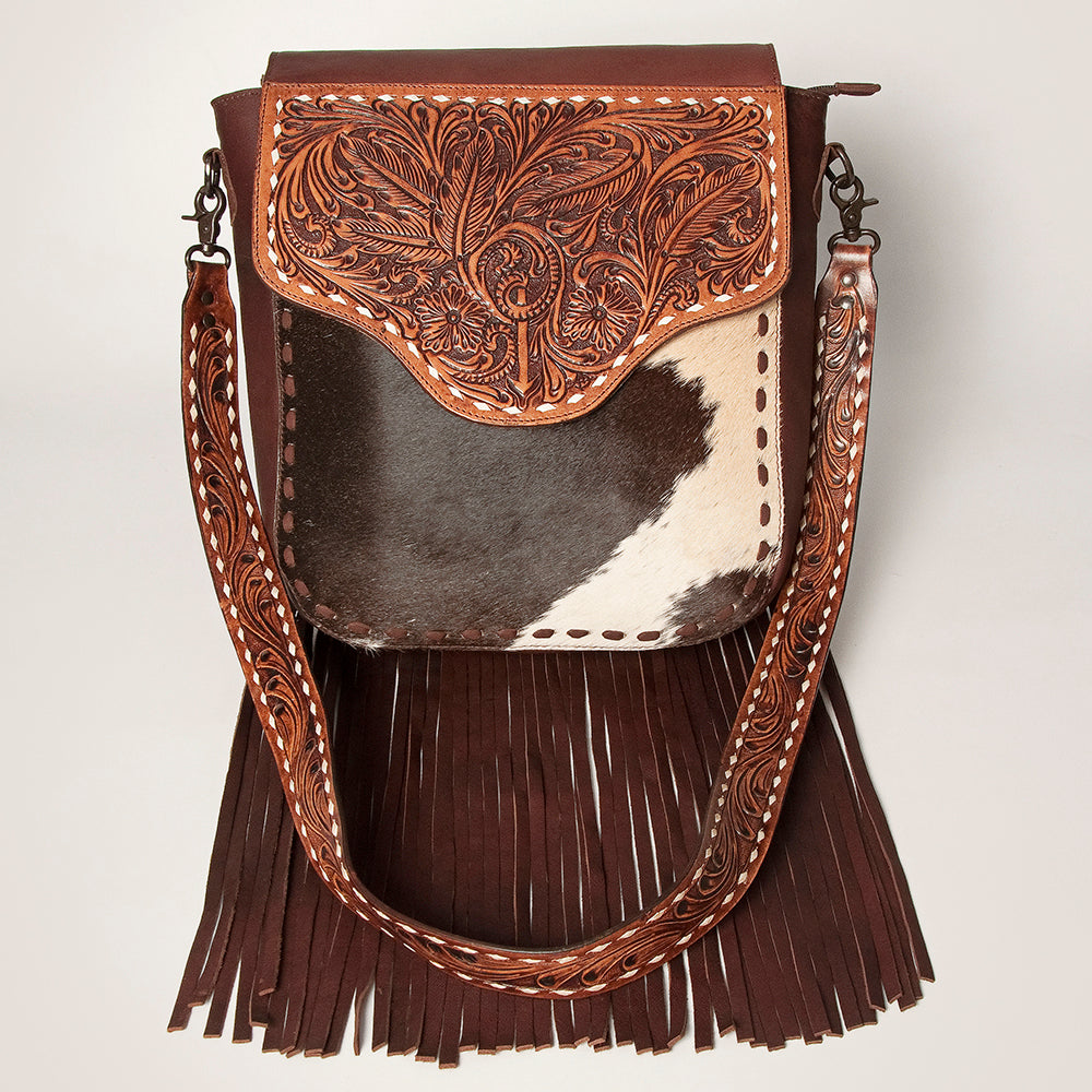 American Darling Cross Body Hand Tooled Hair on-Genuine Leather Western Women Bag Handbag Purse | Crossbody for Cute