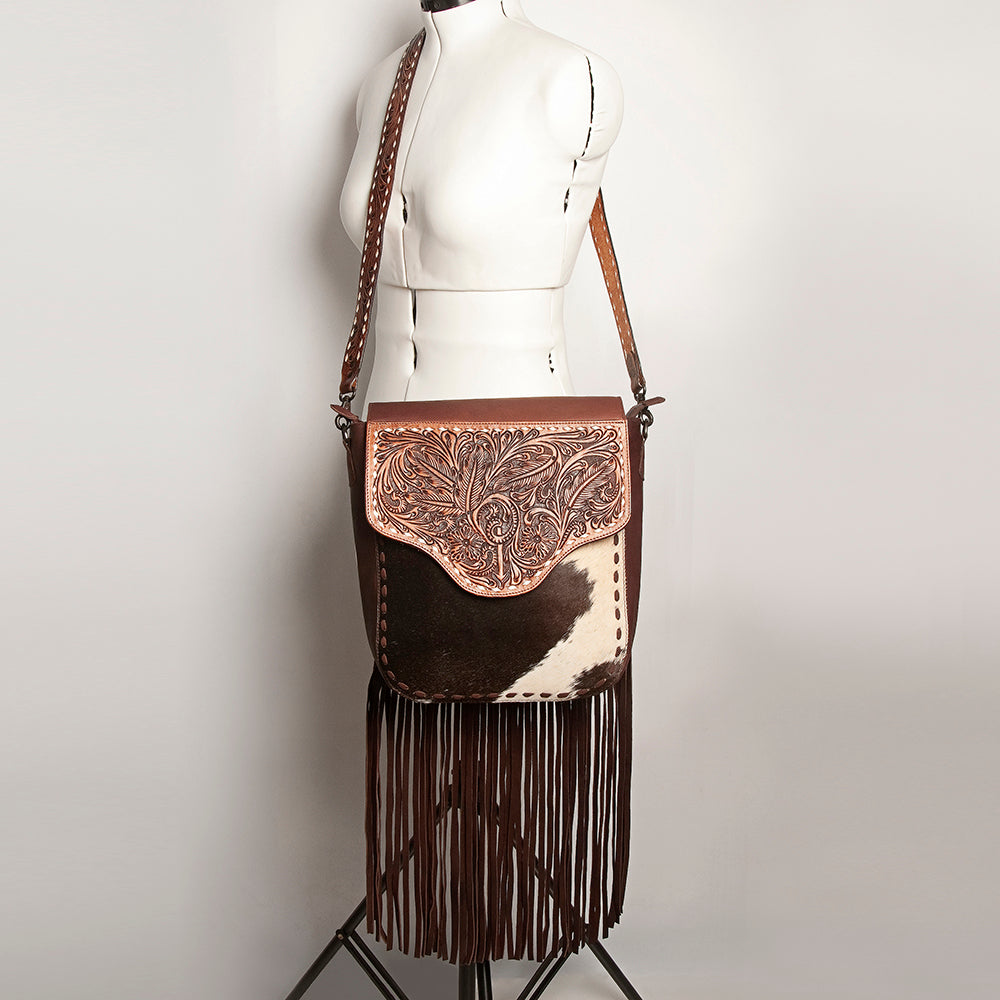 American Darling Cross Body Hand Tooled Hair on-Genuine Leather Western Women Bag Handbag Purse | Crossbody for Cute