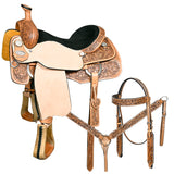 HILASON Western Horse Saddle Leather Ranch Roping Cowboy | Western Saddle | Treeless Saddle | Leather Saddle | Saddle for Horses | Skirting Leather | Ranch Roping Saddle