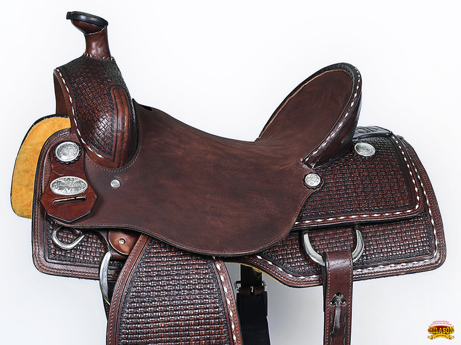 HILASON Western Horse Saddle Leather Ranch Roping Cowboy | Treeless for Horses Skirting