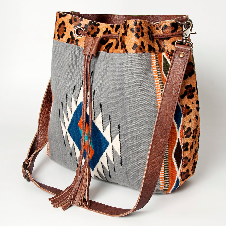 American Darling Hand Woven Saddle Blanket and Hair-On Cowhide Western Bucket Bag - Uhorse