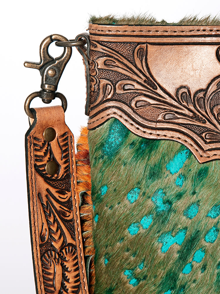 ADBGS192AA American Darling Hand Tooled Hair On Genuine Leather Women Bag Western Handbag Purse