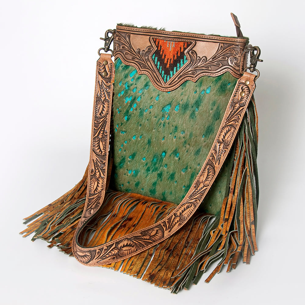 ADBGS192AA American Darling Hand Tooled Hair On Genuine Leather Women Bag Western Handbag Purse