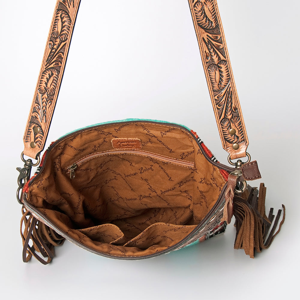American Darling Cross Body Hand Tooled Saddle Blanket Genuine Leather Western Women Bag Handbag Purse | Crossbody for Cute