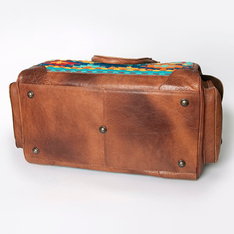 American Darling Duffel Bag Hand Woven Saddle Blanket Genuine Leather Western Travel Bag with YKK Zipper
