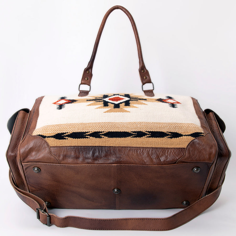 American Darling Duffel Bag Hand Woven Saddle Blanket Genuine Leather Western Travel Bag with YKK Zipper