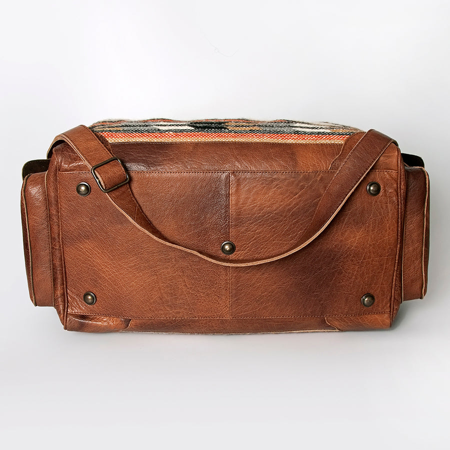 American Darling Duffel Bag Hand Woven Saddle Blanket Genuine Leather Western Travel Bag with YKK Zipper