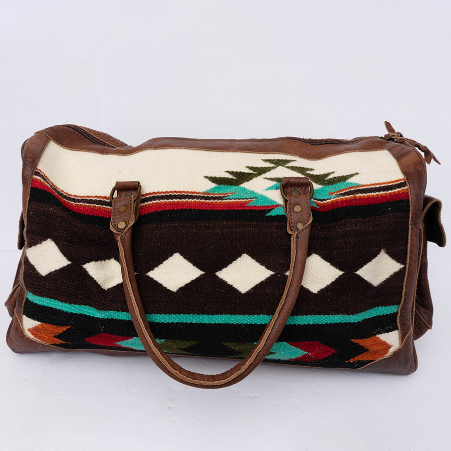 American Darling Duffel Bag Hand Woven Saddle Blanket Genuine Leather Western Travel Bag with YKK Zipper