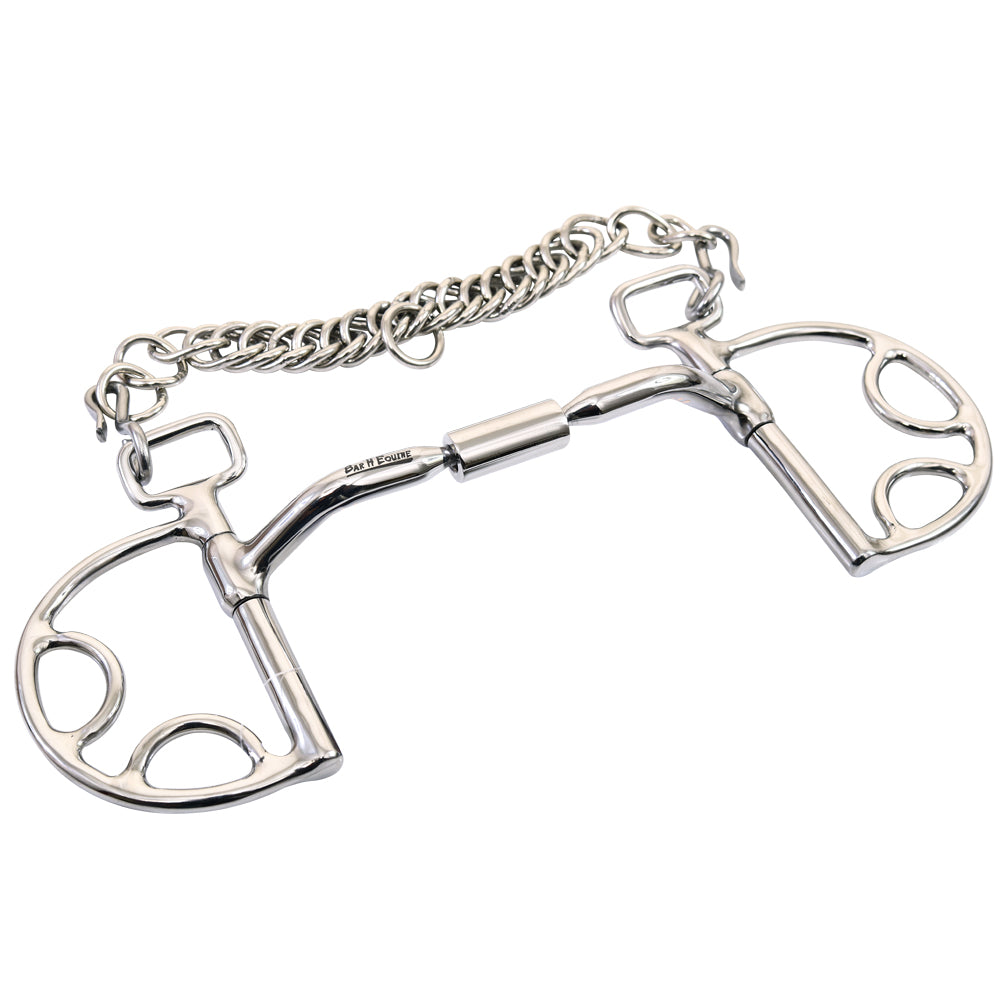 Bar H Equine Small Port D Ring Stainless Steel Horse Mouth Bit W/Roller | Bits for Horses Snaffle and bridles