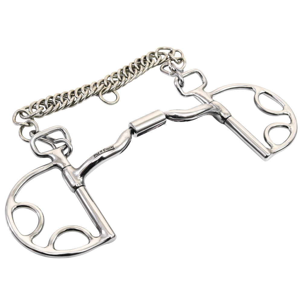 Bar H Equine Medium Port D Ring Kimberwick Gait Chain Horse Mouth Bit W/Roller | Bits for Horses Snaffle and bridles