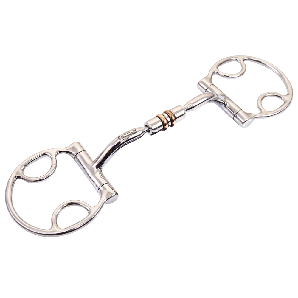 Bar H Equine Small Port D Ring Horse Snaffle Bit W/Roller Copper Mouth | Bits for Horses and bridles