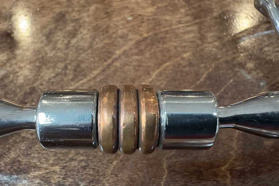 BAR H EQUINE 5 In Mouth Curb Bit Stainless Steel w/ Copper Ring