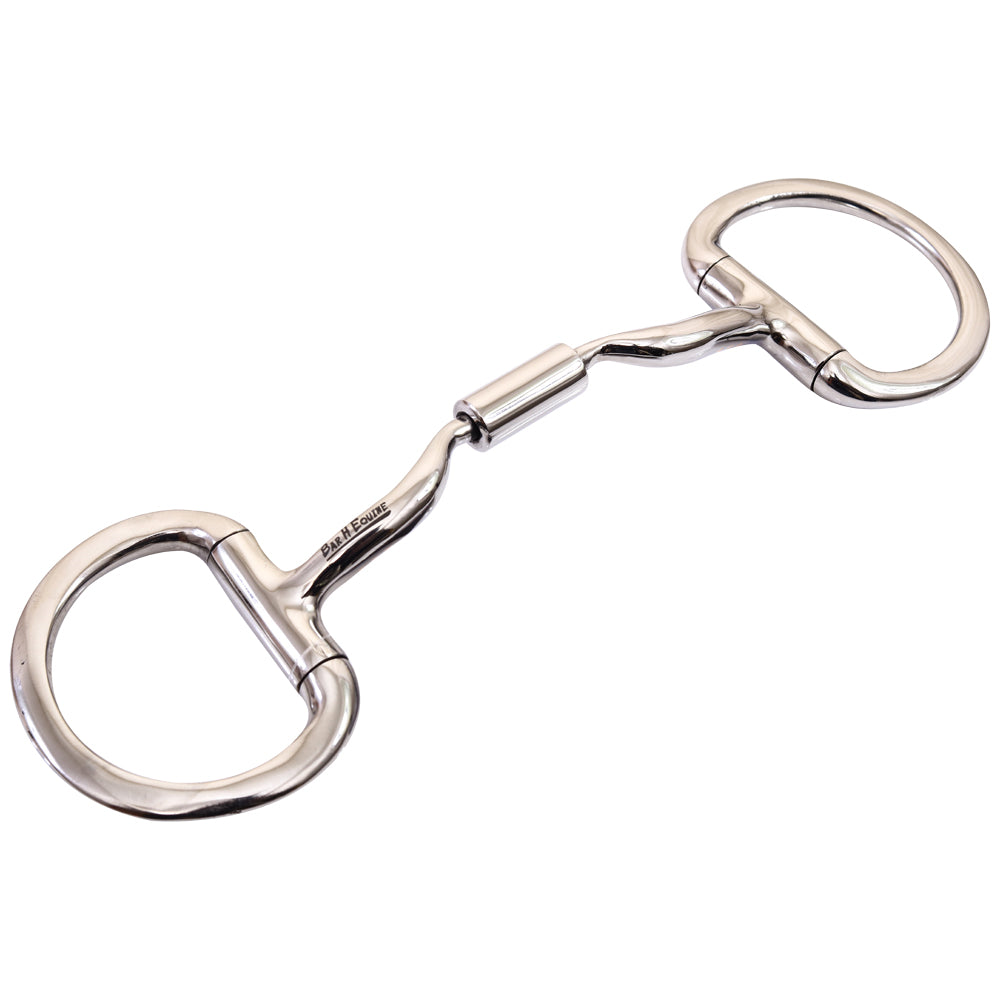 Bar H Equine Stainless Steel Medium Port D Ring W/Roller Bit | Bits for Horses Horse Snaffle and bridles