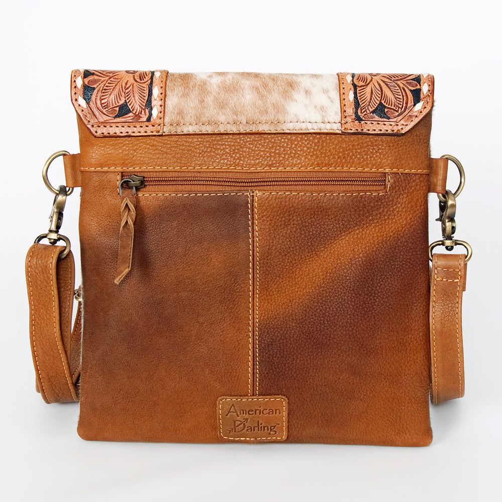 American Darling Messenger Hand Tooled Hair On Genuine Leather Western Women Bag Handbag Purse | Cute