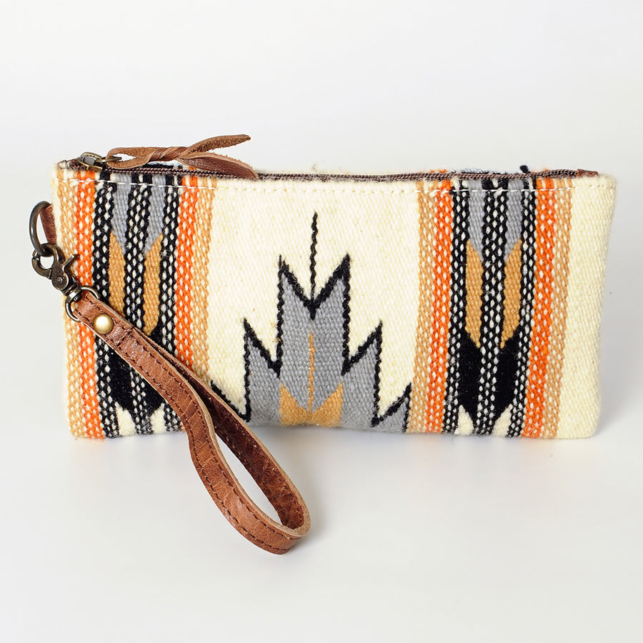 American Darling Wristlet Bag Handcrafted from Floral Embossed Damascus Genuine Leather with YKK Zipper and Wrist Strap