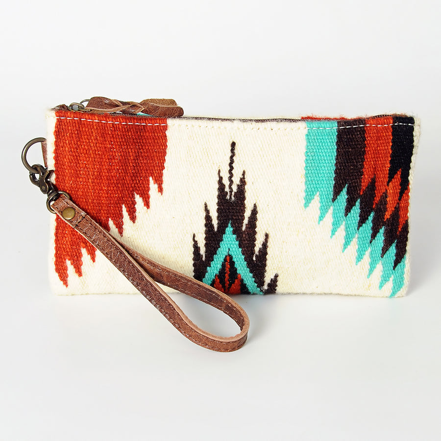 American Darling Wristlet Bag Handcrafted from Floral Embossed Damascus Genuine Leather with YKK Zipper and Wrist Strap