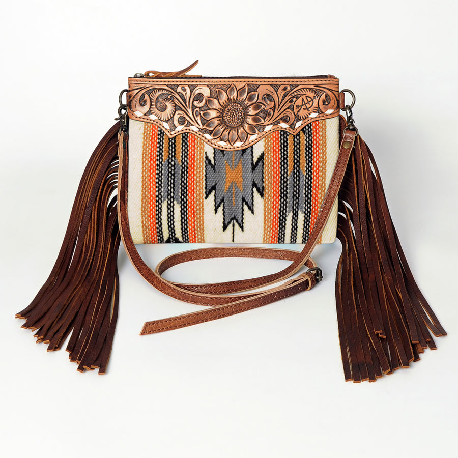 American Darling CrossBody Bag Saddle Blanket Fabric Genuine Leather Western Women Handbag Purse | for Cute Travel