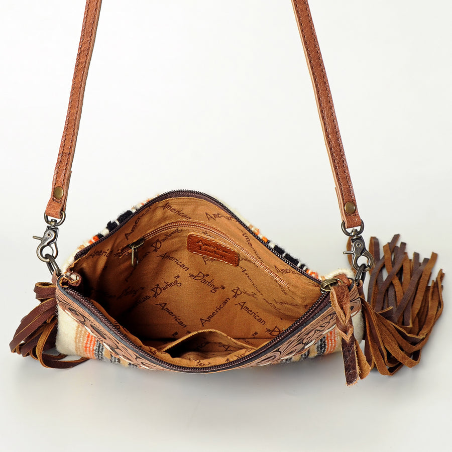 American Darling CrossBody Bag Saddle Blanket Fabric Genuine Leather Western Women Handbag Purse | for Cute Travel