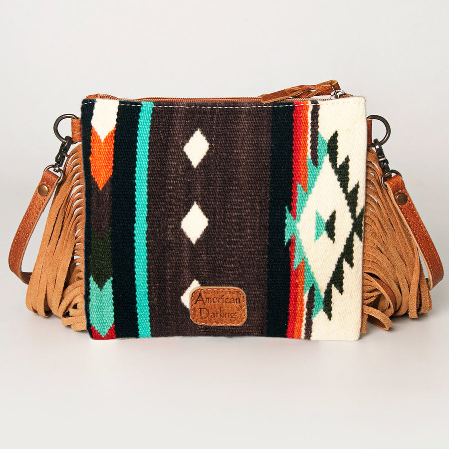 American Darling CrossBody Bag Saddle Blanket Fabric Genuine Leather Western Women Handbag Purse | for Cute Travel