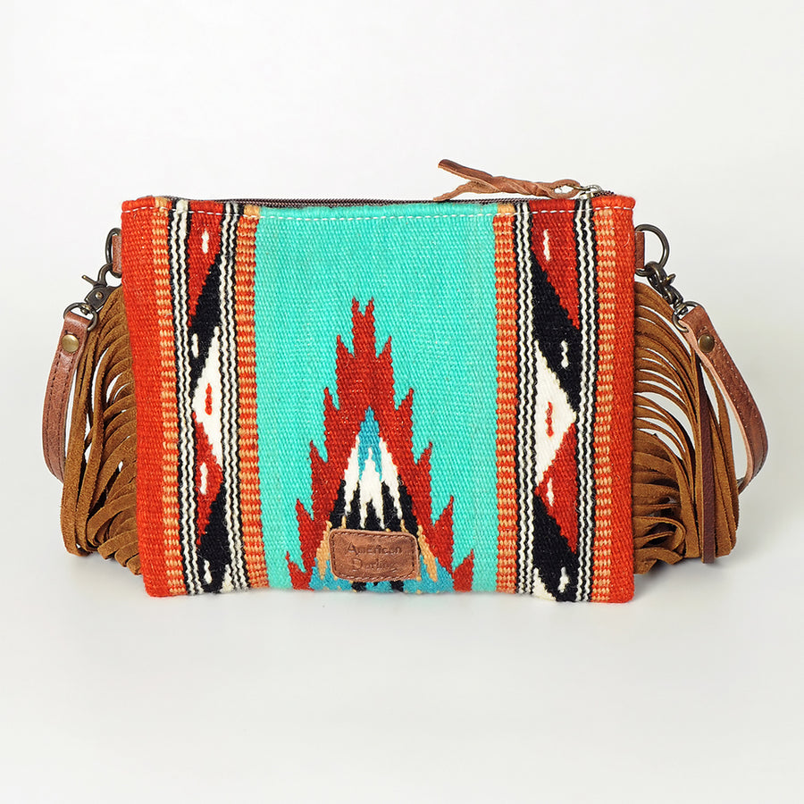 American Darling CrossBody Bag Saddle Blanket Fabric Genuine Leather Western Women Handbag Purse | for Cute Travel