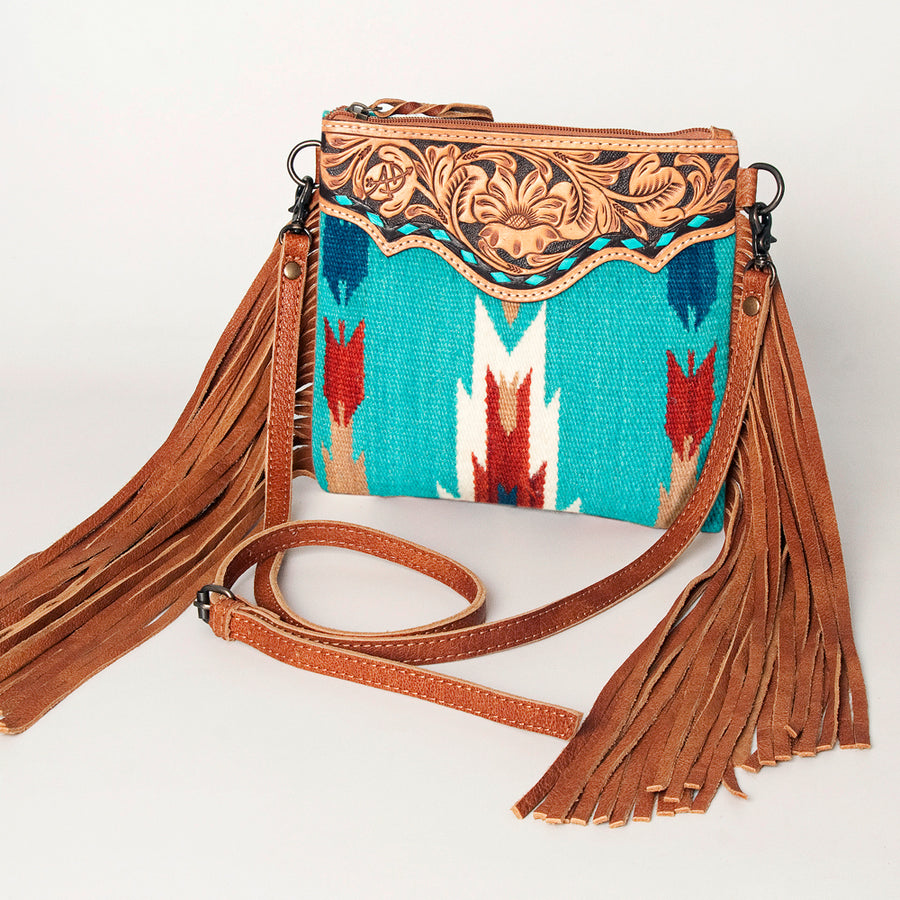 American Darling Western Cross body Bag with Hand Woven Saddle Blanket and Fringes - Uhorse