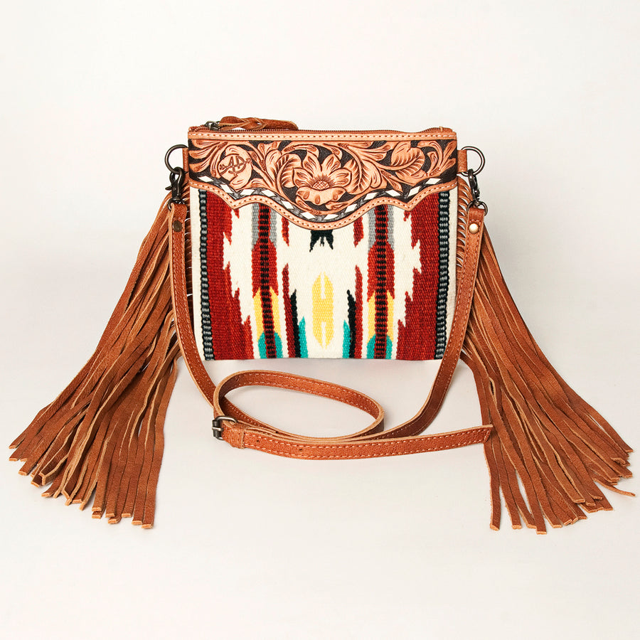 American Darling CrossBody Bag Saddle Blanket Fabric Genuine Leather Western Women Handbag Purse | for Cute Travel