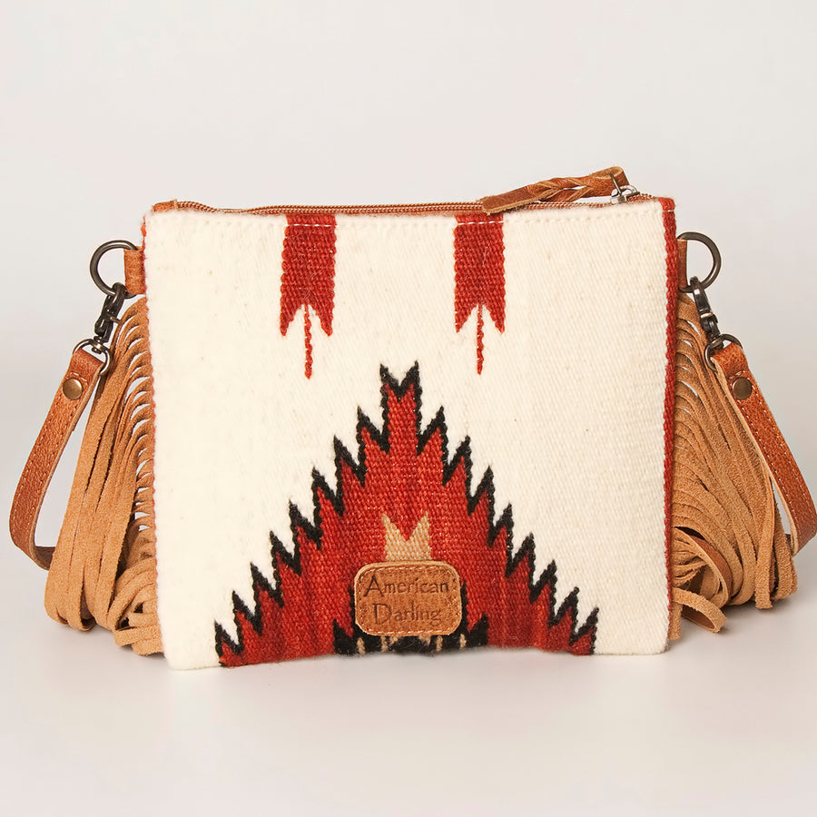 American Darling CrossBody Bag Saddle Blanket Fabric Genuine Leather Western Women Handbag Purse | for Cute Travel