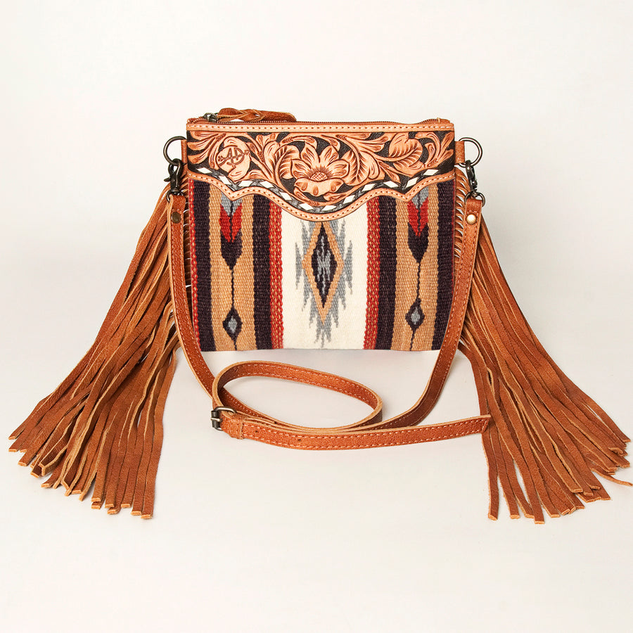 American Darling CrossBody Bag Saddle Blanket Fabric Genuine Leather Western Women Handbag Purse | for Cute Travel