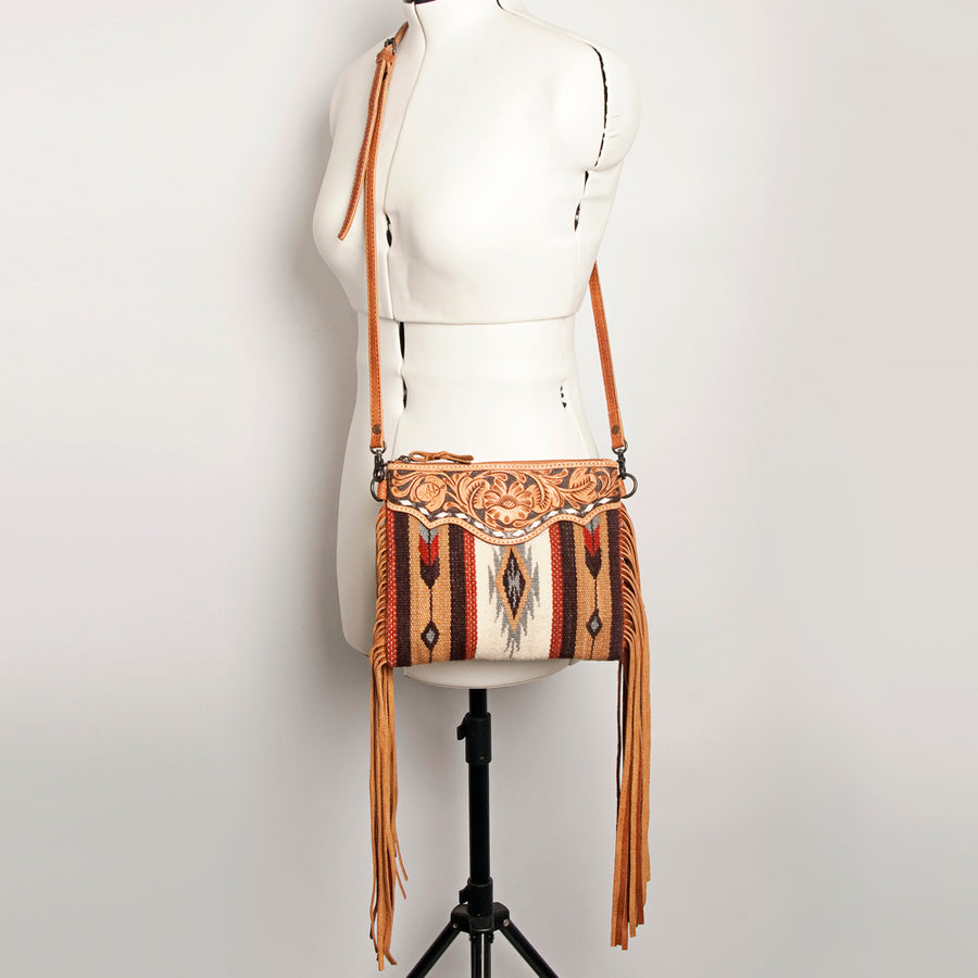 American Darling CrossBody Bag Saddle Blanket Fabric Genuine Leather Western Women Handbag Purse | for Cute Travel