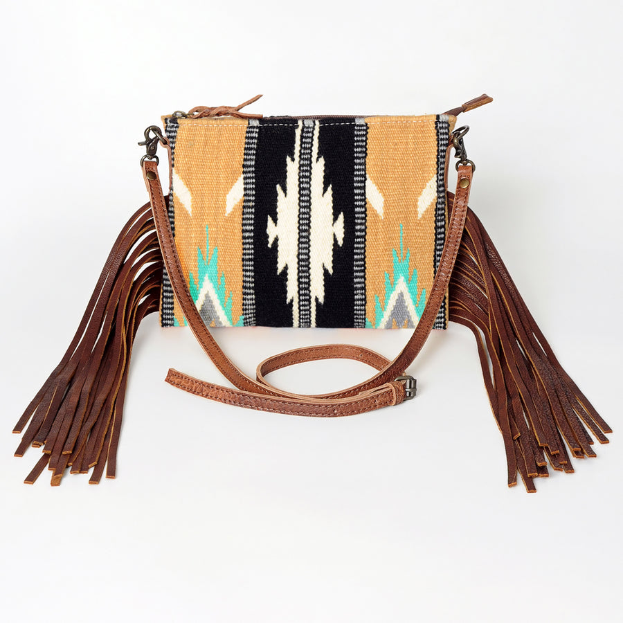 American Darling CrossBody Bag Saddle Blanket Fabric Genuine Leather Western Women Handbag Purse | for Cute Travel