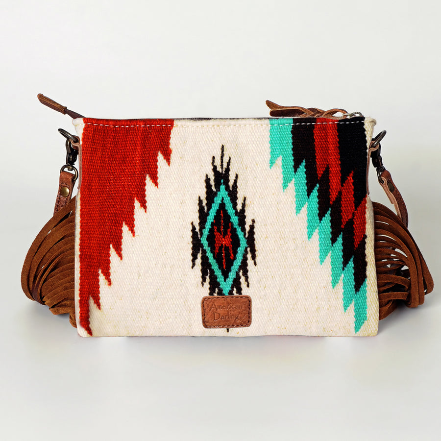 American Darling CrossBody Bag Saddle Blanket Fabric Genuine Leather Western Women Handbag Purse | for Cute Travel