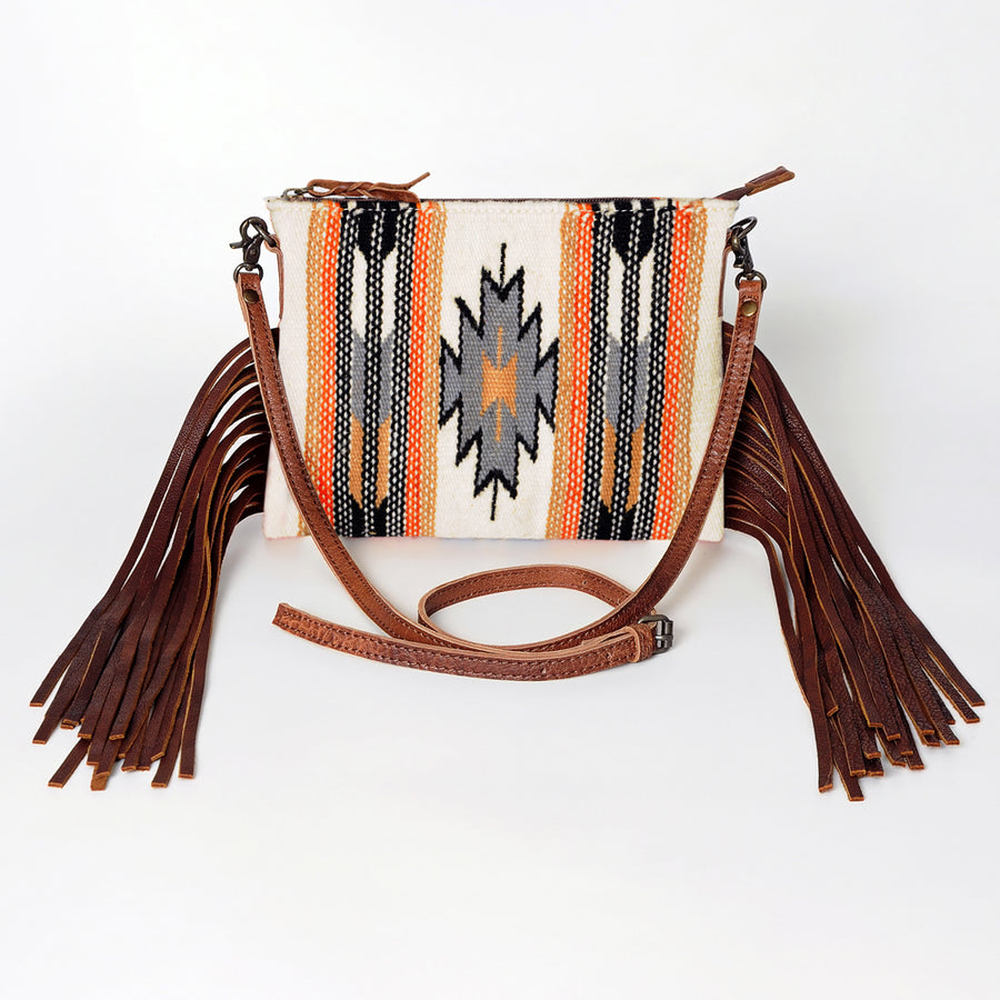 American Darling CrossBody Bag Saddle Blanket Fabric Genuine Leather Western Women Handbag Purse | for Cute Travel