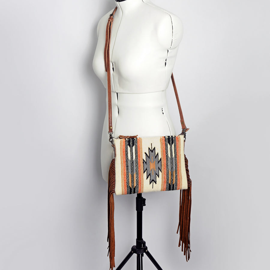American Darling CrossBody Bag Saddle Blanket Fabric Genuine Leather Western Women Handbag Purse | for Cute Travel