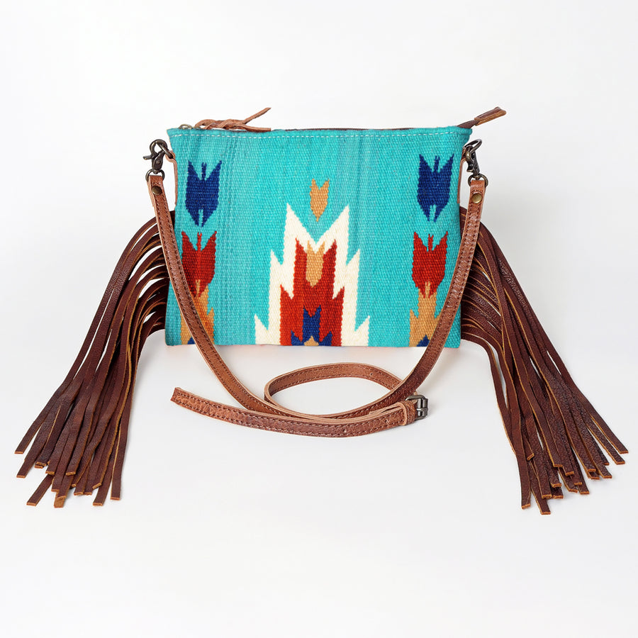 American Darling CrossBody Bag Saddle Blanket Fabric Genuine Leather Western Women Handbag Purse | for Cute Travel