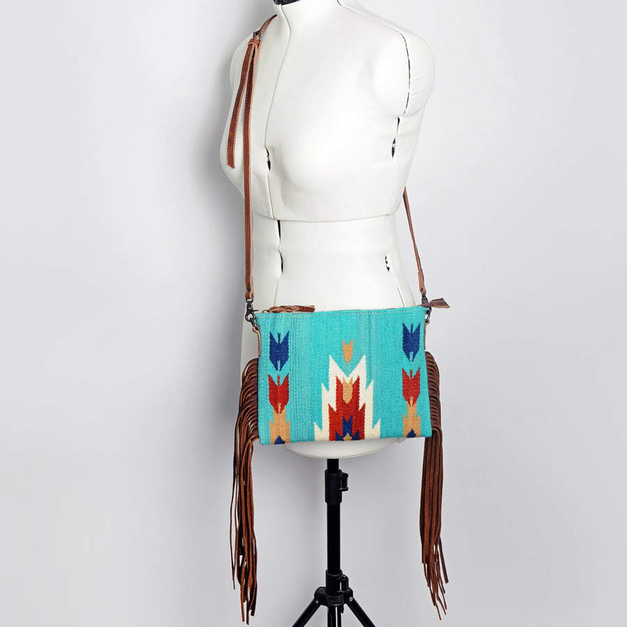 American Darling CrossBody Bag Saddle Blanket Fabric Genuine Leather Western Women Handbag Purse | for Cute Travel