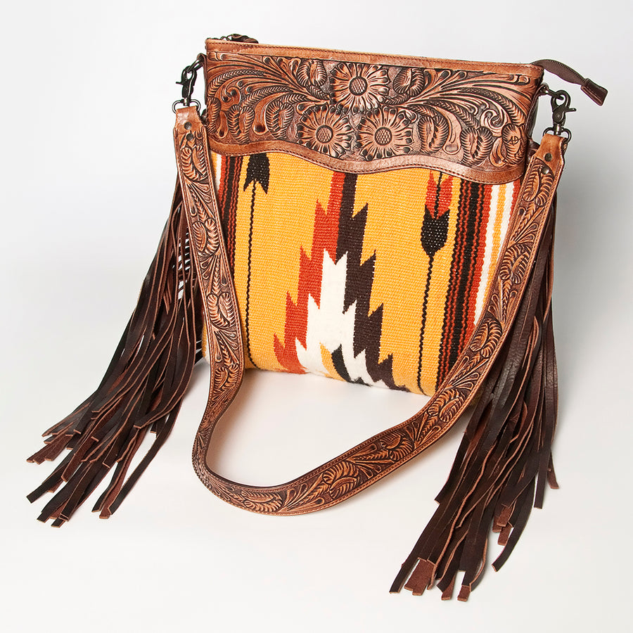 American Darling Signature Crossbody Hand Tooled Saddle Blanket Genuine Leather women bag western handbag purse - Uhorse