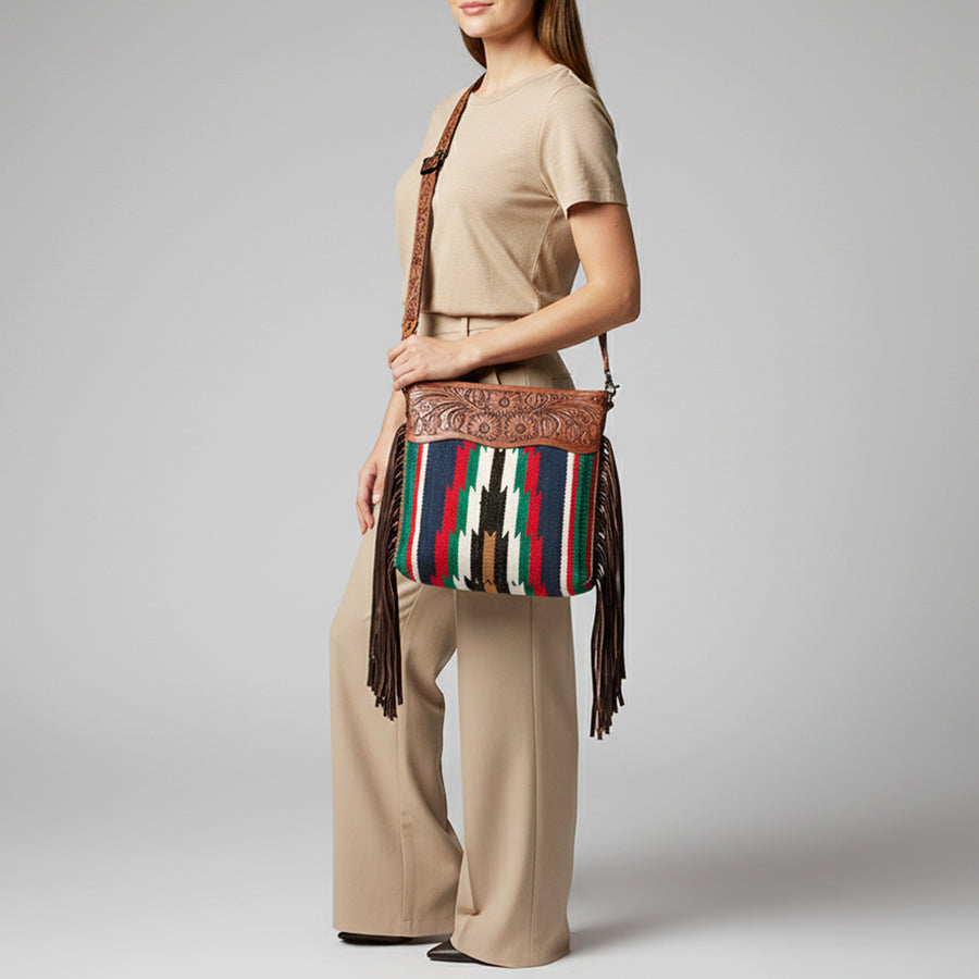American Darling Signature Crossbody Hand Tooled Saddle Blanket Genuine Leather women bag western handbag purse