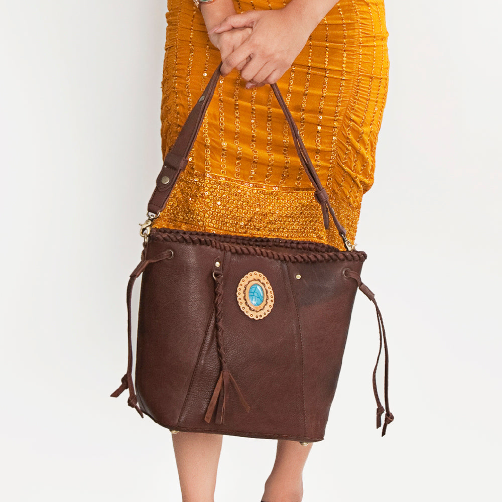 American Darling Bucket Full Grain Genuine Leather Western Women Bag Handbag Purse | Travel Bags College Casual