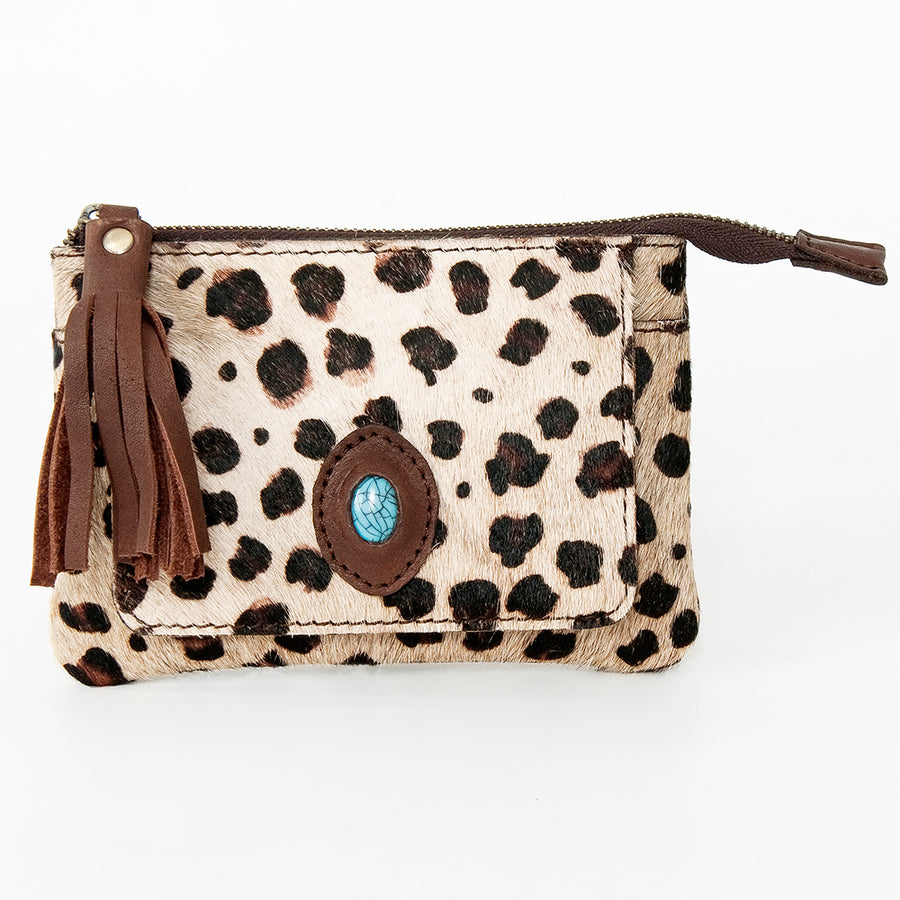 American Darling Coin Purse Hair-On Hand Tooled Genuine Leather Women Bag Western Handbag