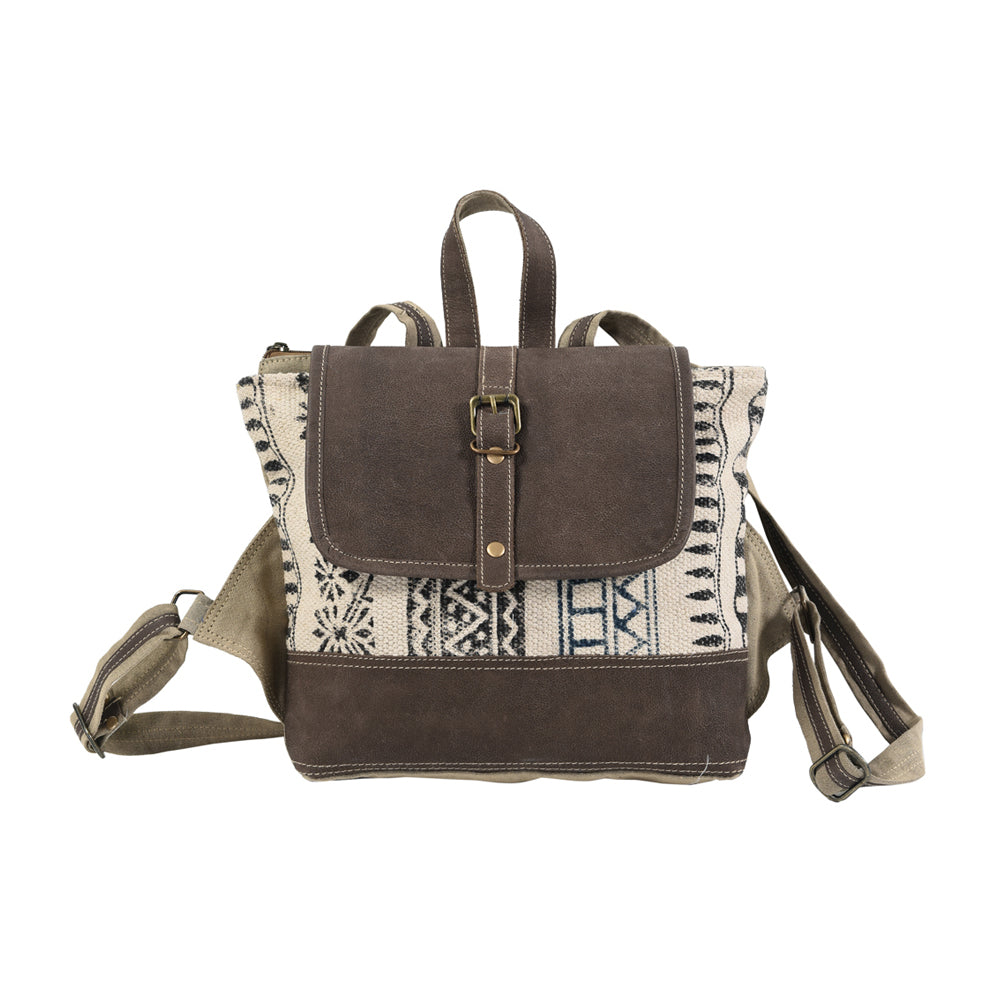 OHLAY KB101 Backpack Upcycled Canvas Genuine Leather women bag western handbag purse