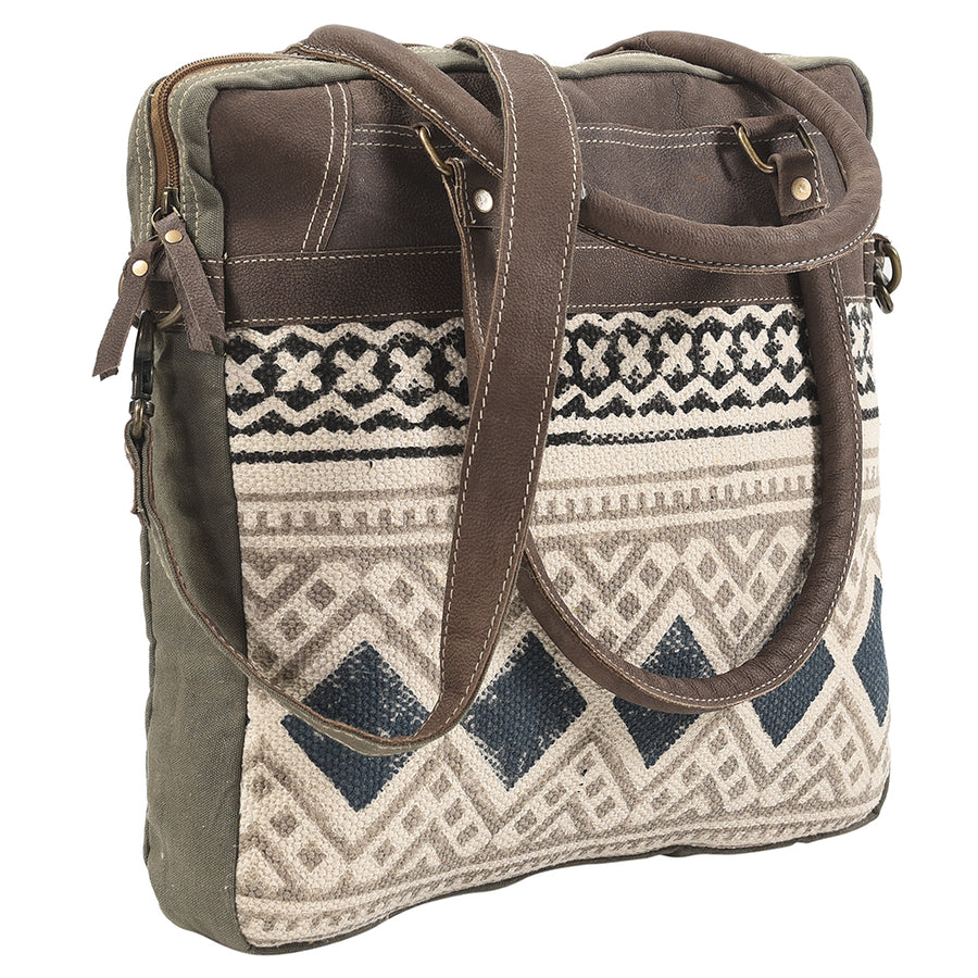 OHLAY KB108 TOTE Upcycled Wool Canvas Genuine Leather women bag western handbag purse