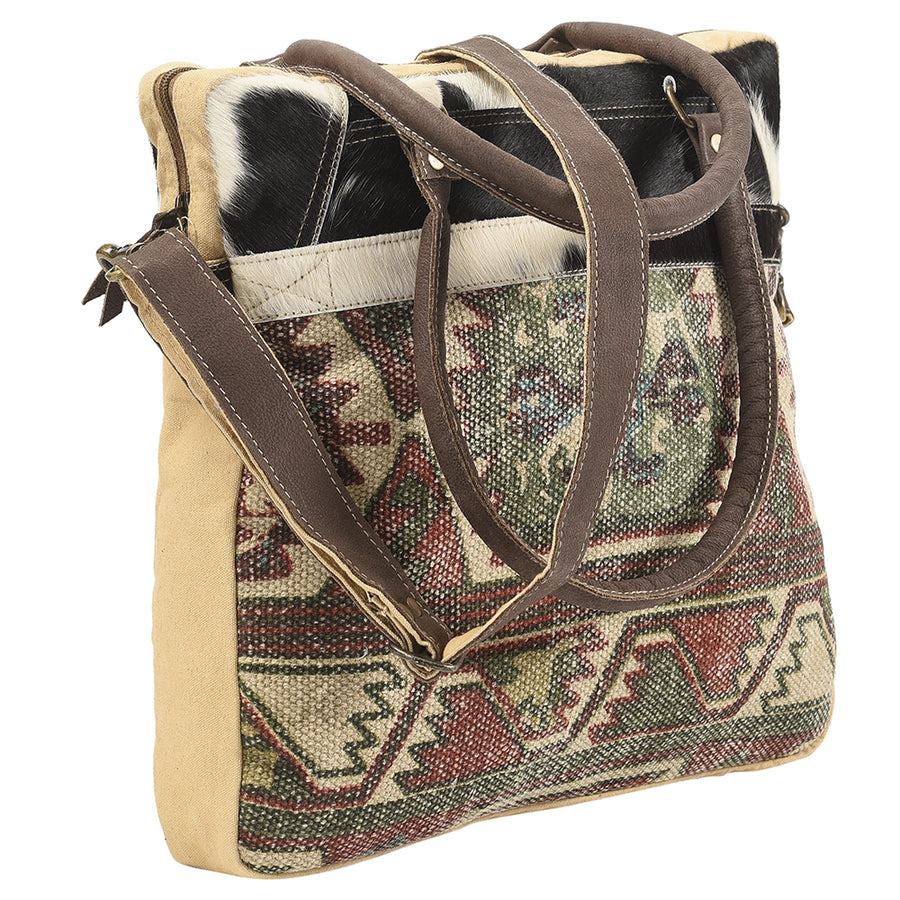 OHLAY KB110 TOTE Upcycled Wool Canvas Hair-on Genuine Leather women bag western handbag purse